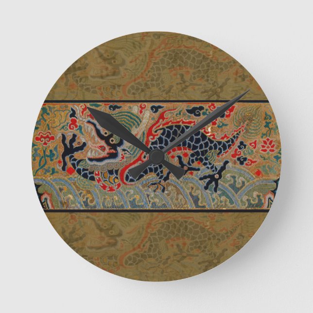 Reloj Redondo Mediano Símbolo chino de dragón asiático antiguo (Anverso)