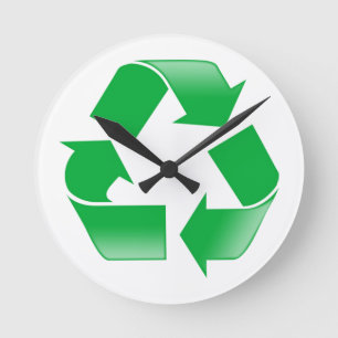 Reloj Redondo Mediano Símbolo clásico de reciclaje RECICLAJE
