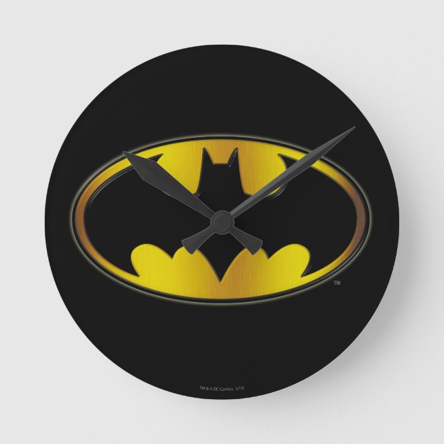 Reloj Redondo Mediano Símbolo de Batman | Logotipo de degradado ovalado (Anverso)