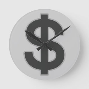 Reloj Redondo Mediano símbolo de dinero gráfico de b&w
