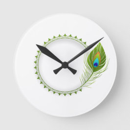 Reloj Redondo Mediano símbolo de krishna de pluma de pavo real