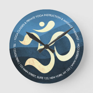 Reloj Redondo Mediano Símbolo de la OM azul y oro del instructor de medi