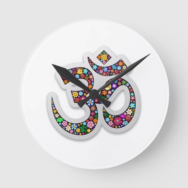 Reloj Redondo Mediano Símbolo de la yoga de Aum Namaste del ohmio de OM (Anverso)