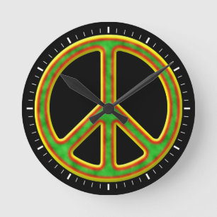 Reloj Redondo Mediano Símbolo de paz de Rasta