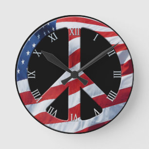 Reloj Redondo Mediano Símbolo de Paz Patriótico - Tema No Más Guerra Ban