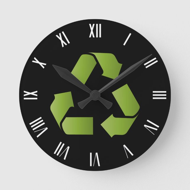 RELOJ REDONDO MEDIANO SÍMBOLO DE RECICLAJE (Anverso)
