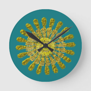 Reloj Redondo Mediano Símbolo de sol dorado decorativo