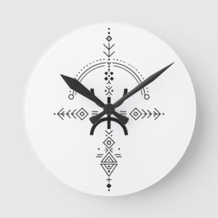 Reloj Redondo Mediano Símbolo de tatuaje tradicional amazigh