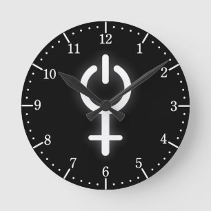 Reloj Redondo Mediano Símbolo electrónico de potencia chica para Rótu
