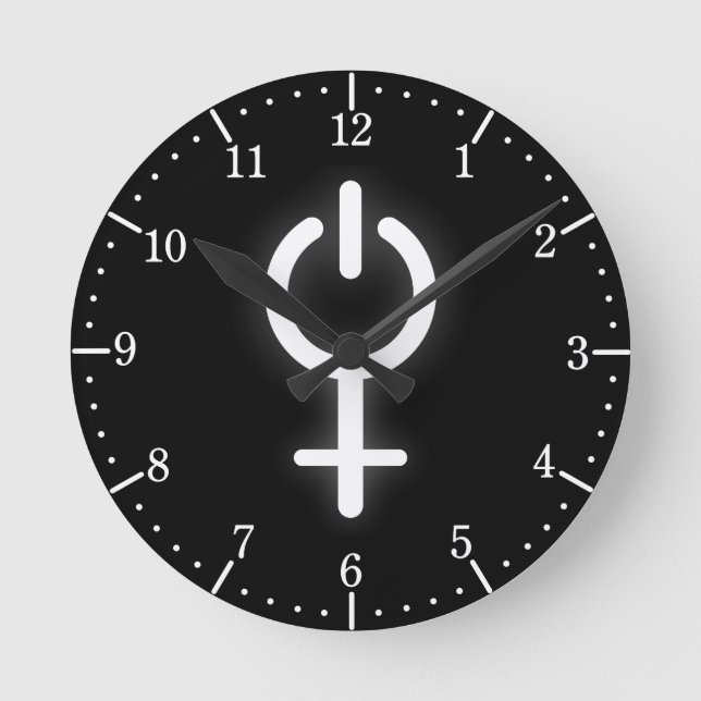 Reloj Redondo Mediano Símbolo electrónico de potencia chica para Rótulo  (Anverso)