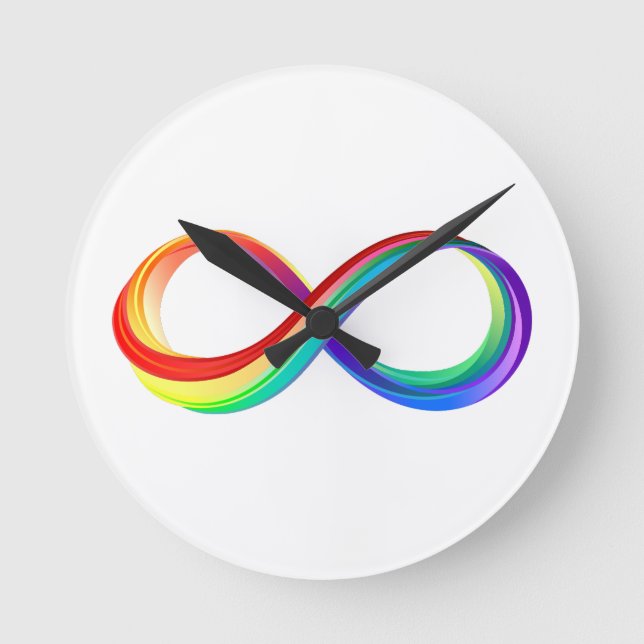 Reloj Redondo Mediano Símbolo infinito arcoiris en capas (Anverso)