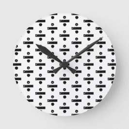 Reloj Redondo Mediano Símbolo matemático "Dividir" blanco y negro corte