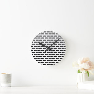 Reloj Redondo Mediano Símbolo matemático "Menos" blanco y negro corte de