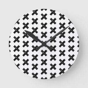 Reloj Redondo Mediano Símbolo matemático "Multiplicar" blanco y negro co