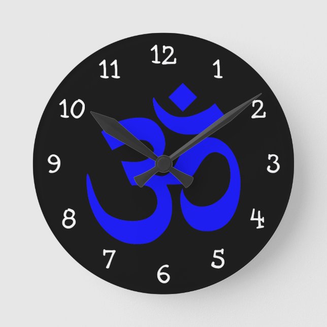 Reloj Redondo Mediano Símbolo negro y azul de OM (Anverso)