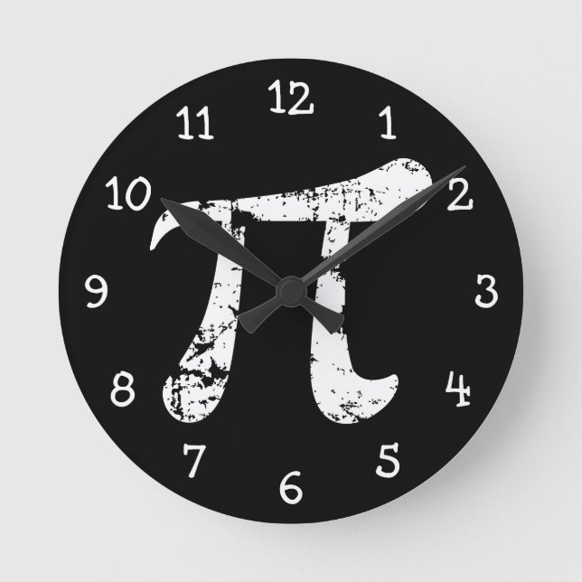 Reloj Redondo Mediano Símbolo Pi Grunge Blanco (Anverso)