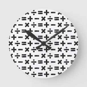 Reloj Redondo Mediano Símbolos blancos y negros de todas las matemáticas