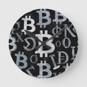 Reloj Redondo Mediano Símbolos de Bitcoin (Estilo: 1)