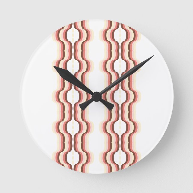 Reloj Redondo Mediano Simetría de Onda de Melocotón (Anverso)