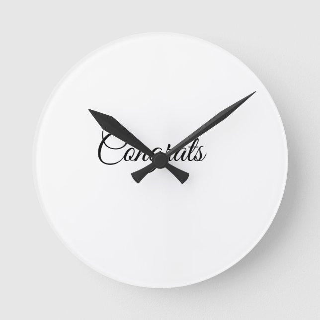 Reloj Redondo Mediano Simple minimal congratulations add your text name  (Anverso)