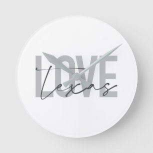 Reloj Redondo Mediano Simple, modern, urban, cool design Love Texas