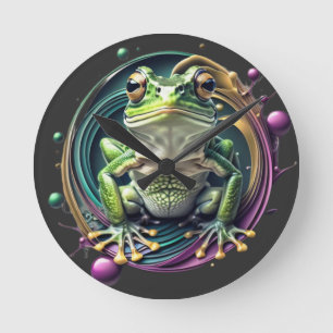 Reloj Redondo Mediano Sinfonía de ranas abstractas