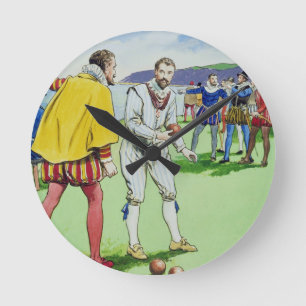 Reloj Redondo Mediano Sir Francis Drake (1540/3-96) jugando bolos, de