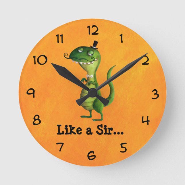 Reloj Redondo Mediano Sir T-rex con los bigotes (Anverso)