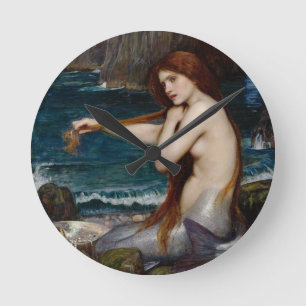 Reloj Redondo Mediano Sirenita de John William Waterhouse