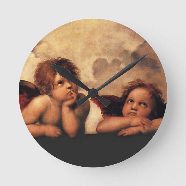 Reloj Redondo Mediano Sistine Madonna 2 Angels por Raphael (Anverso)