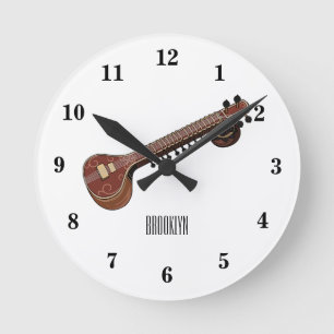 Reloj Redondo Mediano Sitar personalizado ilustracion
