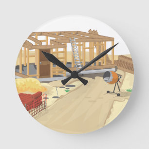 Reloj Redondo Mediano Sitio de Construcción