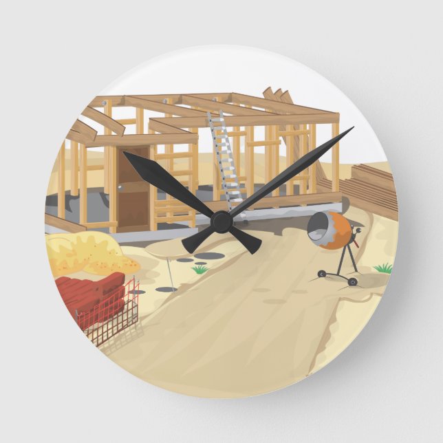 Reloj Redondo Mediano Sitio de Construcción (Anverso)
