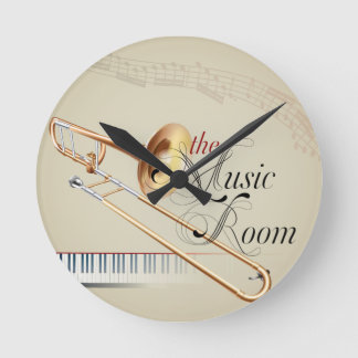 Reloj Redondo Mediano Sitio de la música del Trombone