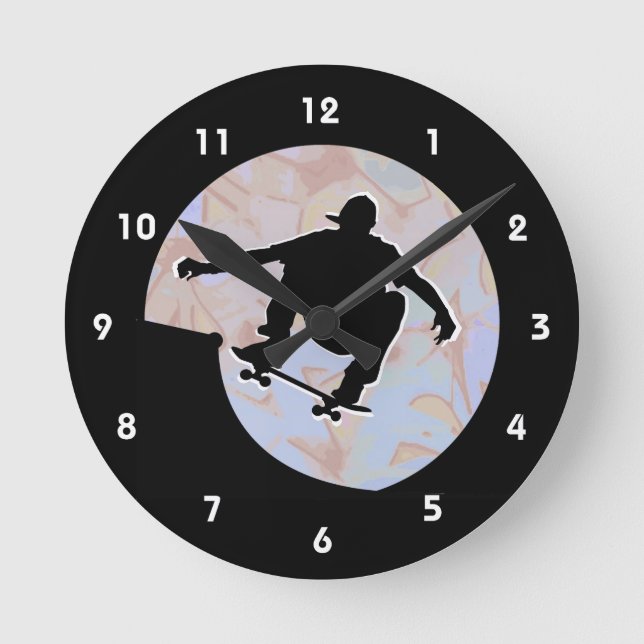 Reloj Redondo Mediano Skateboarding Design Wall Clock (Anverso)