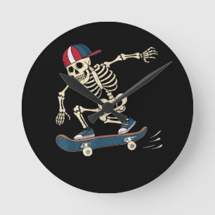 Reloj Redondo Mediano Skeleton Skateboard Halloween Skateboarding Skateb