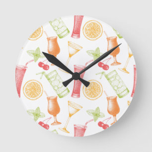 Reloj Redondo Mediano Sketched Cocktail Pattern