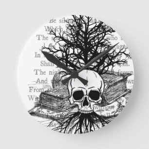 Reloj Redondo Mediano Skull and Books
