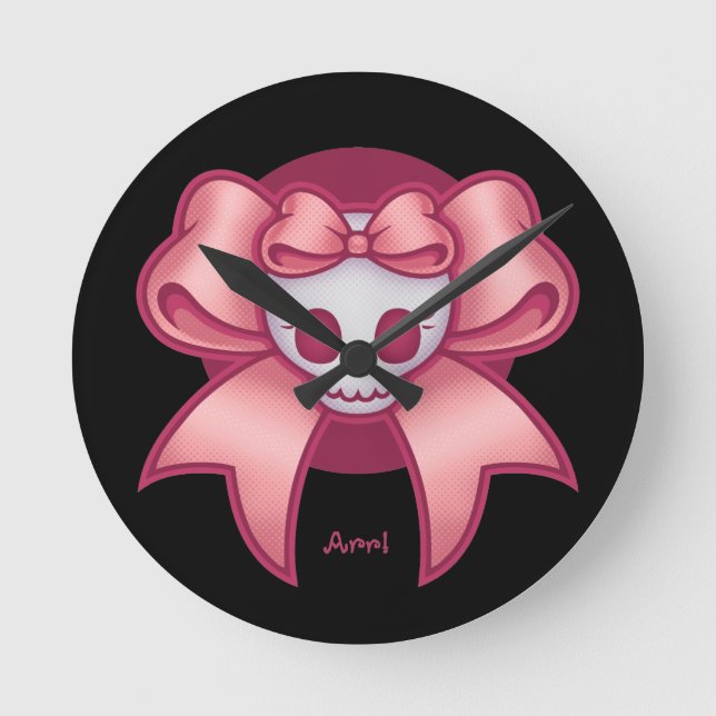 Reloj Redondo Mediano Skull 'n Bows (Anverso)