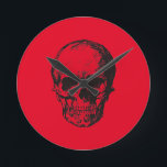 Reloj Redondo Mediano Skull Red Pop Art<br><div class="desc">Pintura de arte digital de cráneo con estilo de arte pop</div>