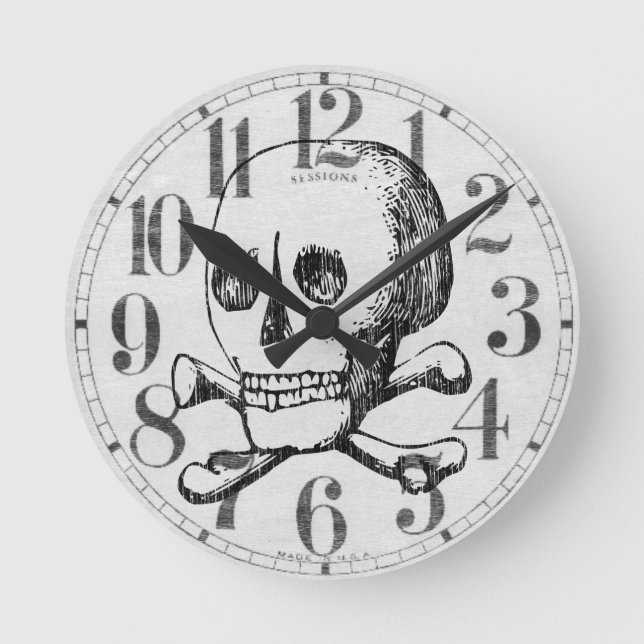 Reloj Redondo Mediano Skull y Crossbone (Anverso)