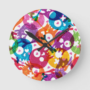 Reloj Redondo Mediano Skulls pattern