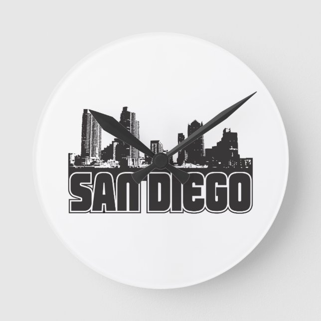Reloj Redondo Mediano Skyline de San Diego (Anverso)