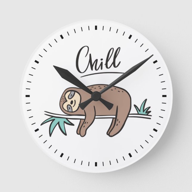 Reloj Redondo Mediano Sloth Says Chill (Anverso)