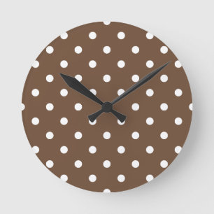 Reloj Redondo Mediano Small Polka Dots - White on Coffee