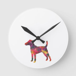 Reloj Redondo Mediano Smooth Fox Terrier Dog Rama Geo Silhouette Multi