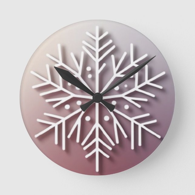Reloj Redondo Mediano Snowflake Ornament Icon – Winter Holiday Design  (Anverso)