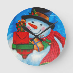 Reloj Redondo Mediano Snowman bearing Gifts
