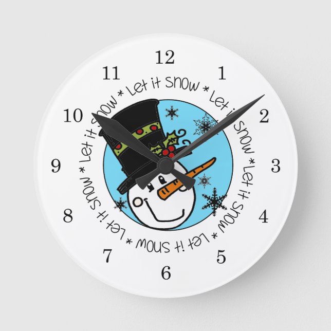 Reloj Redondo Mediano Snowman deja que la nieve (Anverso)
