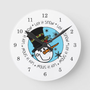 Reloj Redondo Mediano Snowman deja que la nieve